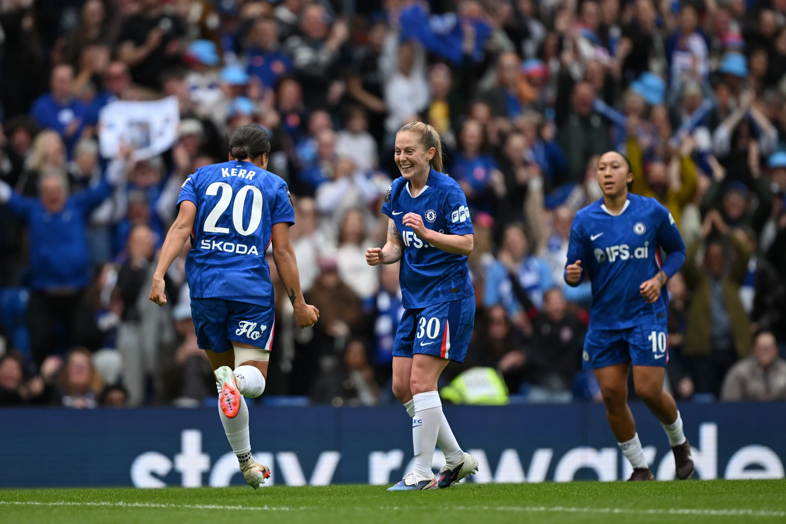 Kerr Ties Fran Kirby’s All-time Goalscoring Record For Chelsea On Final Appearance Kerr Celebrating Final Goal